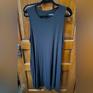 Time and Tru Black Tank Dress XXL Jersey Knit Sleeveless w/ Pockets EUC